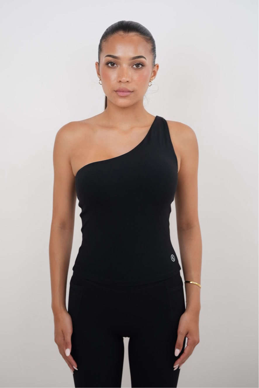 KIMITH I Am Wealthy Black One Shoulder Top