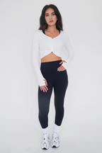 KIMITH I Release Doubt Buttery Soft White Long Sleeve Crop Top