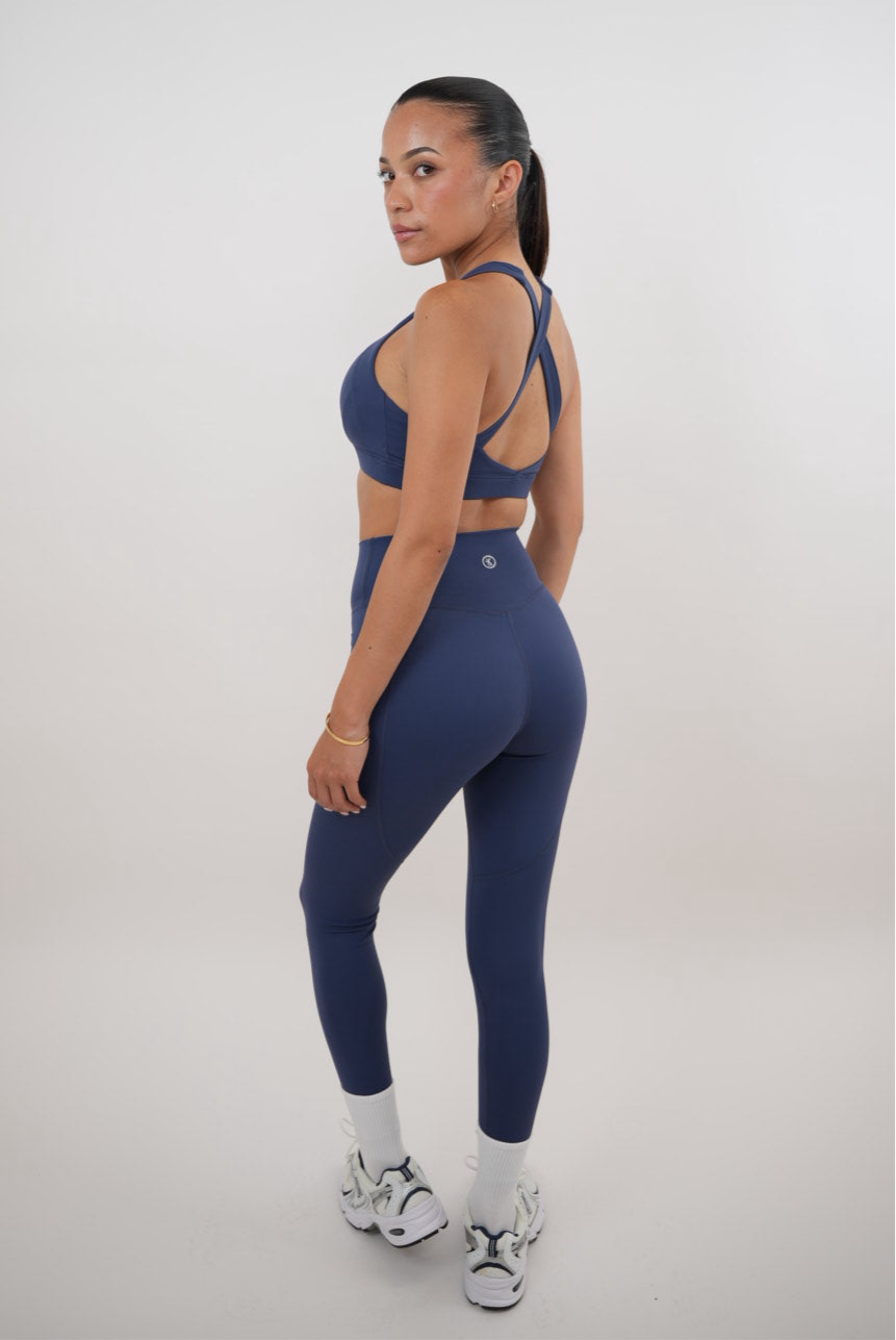 KIMITH I Am Glowing Navy Blue Quick Dry Butter Legging