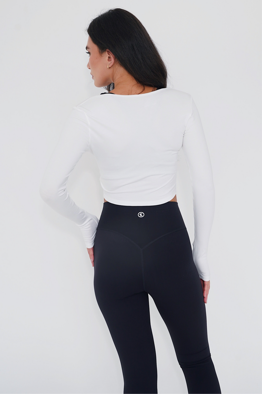KIMITH I Release Doubt Buttery Soft White Long Sleeve Crop Top