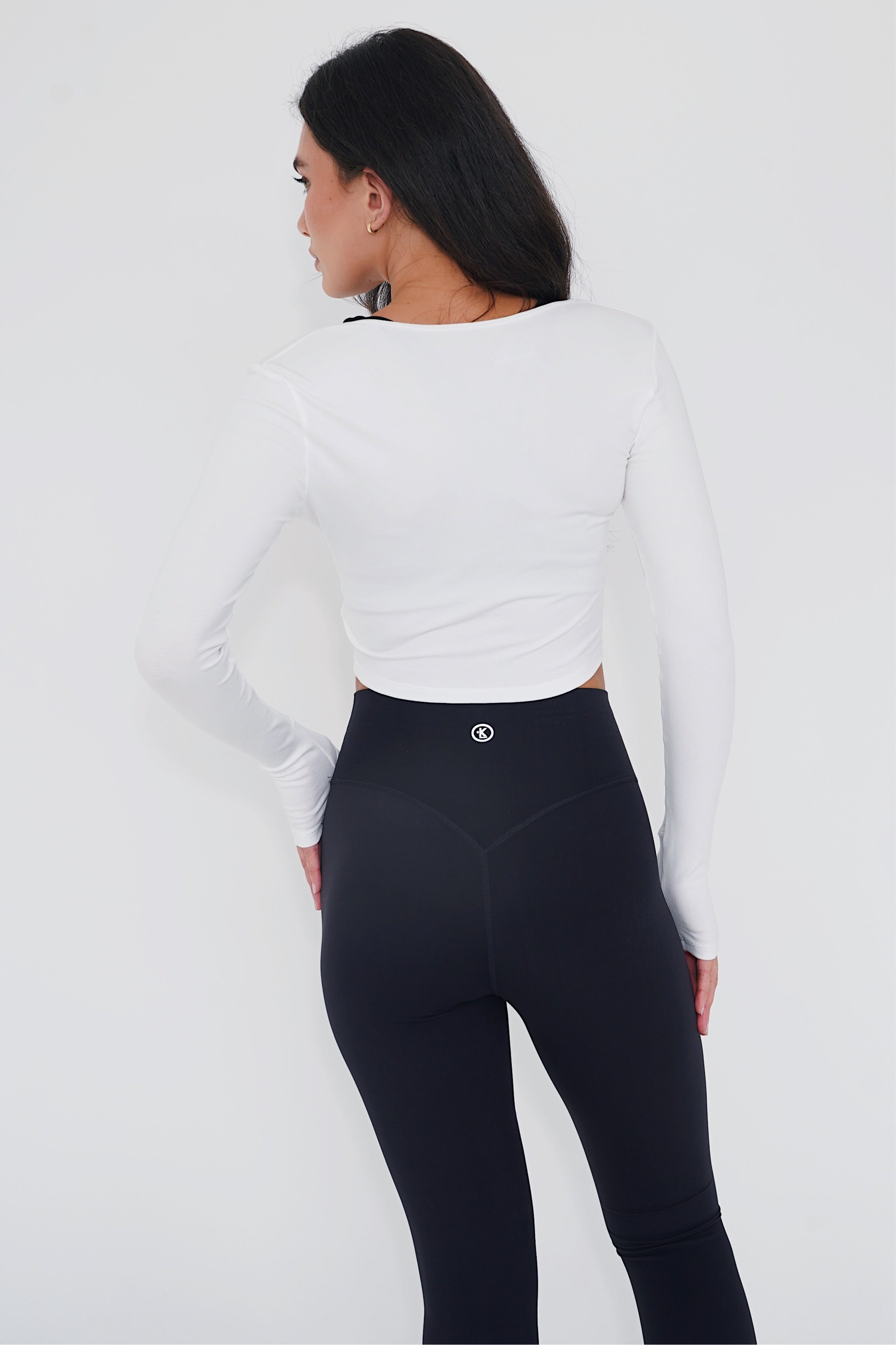 KIMITH I Release Doubt Buttery Soft White Long Sleeve Crop Top