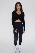 KIMITH I Release Doubt Buttery Soft Black Long Sleeve Crop Top
