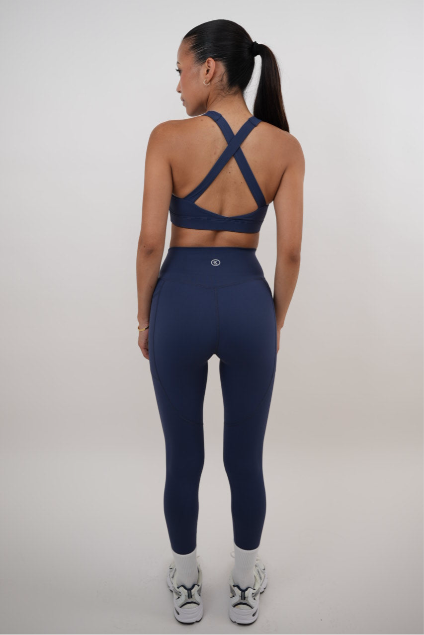 KIMITH I Am Glowing Navy Blue Quick Dry Butter Legging