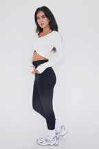 KIMITH I Release Doubt Buttery Soft White Long Sleeve Crop Top