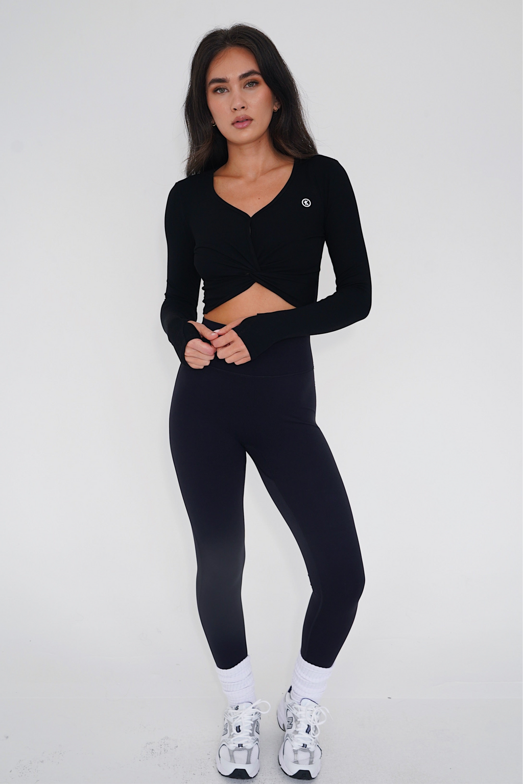 KIMITH I Release Doubt Buttery Soft Black Long Sleeve Crop Top