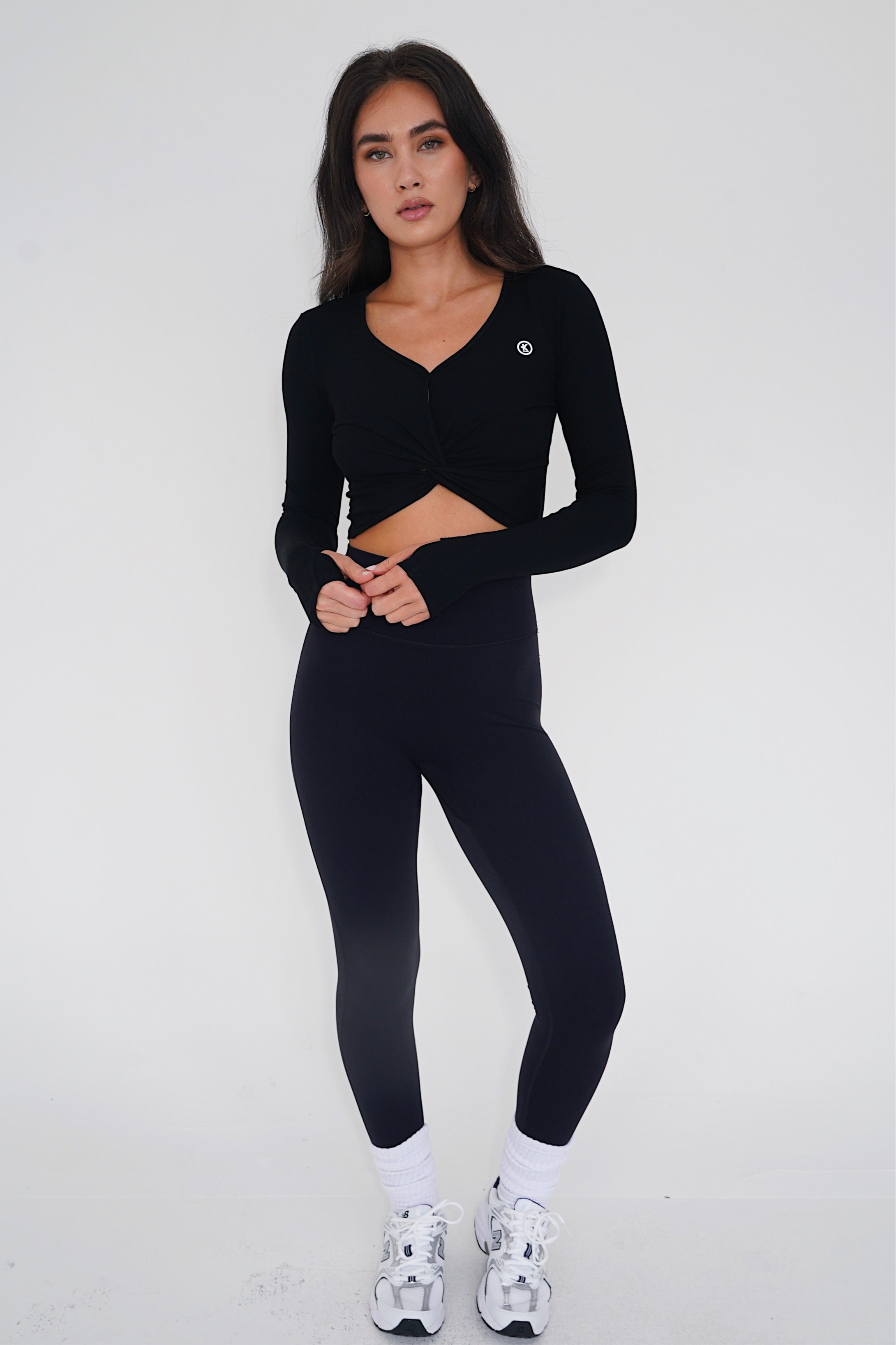 KIMITH I Release Doubt Buttery Soft Black Long Sleeve Crop Top