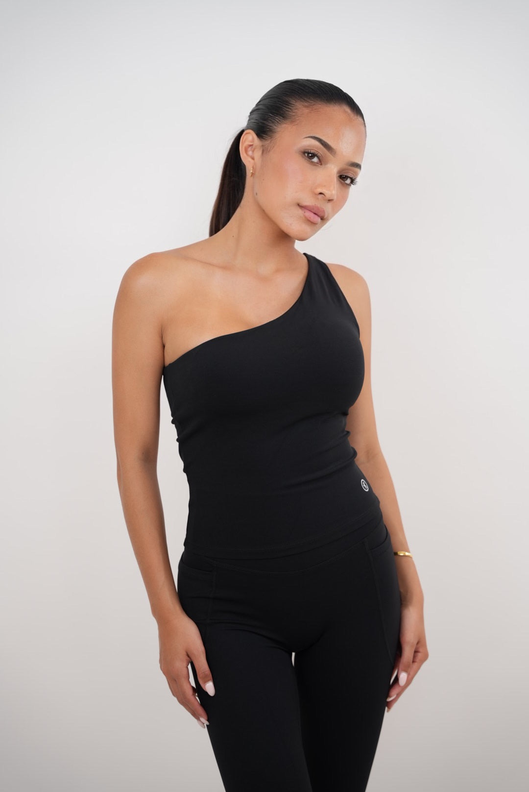 KIMITH I Am Wealthy Black One Shoulder Top
